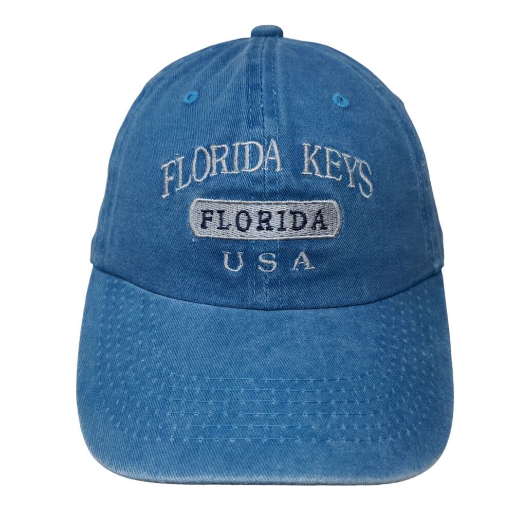 Florida Keys USA Slideback Hat Blue One Size Embroidered Sunkiss Kap